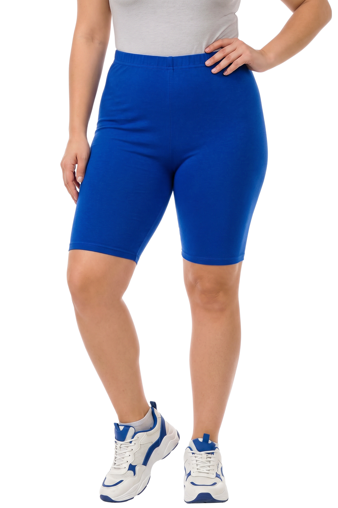Made in The USA - Women's Plus Size Solid Basic Skin Smoothing Cotton Thigh Shorts - 1XL - 2XL - 3XL
