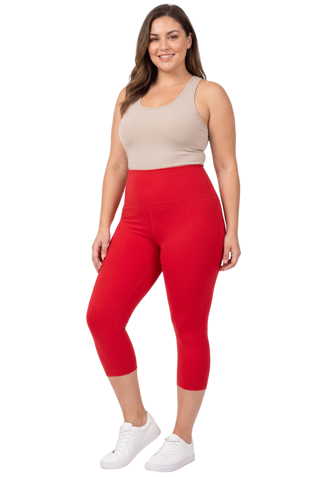 Buttery Smooth Basic Solid High Waisted Capri Leggings - Plus Size - 5 Inch Waist - 1XL 2XL 3XL - New Mix