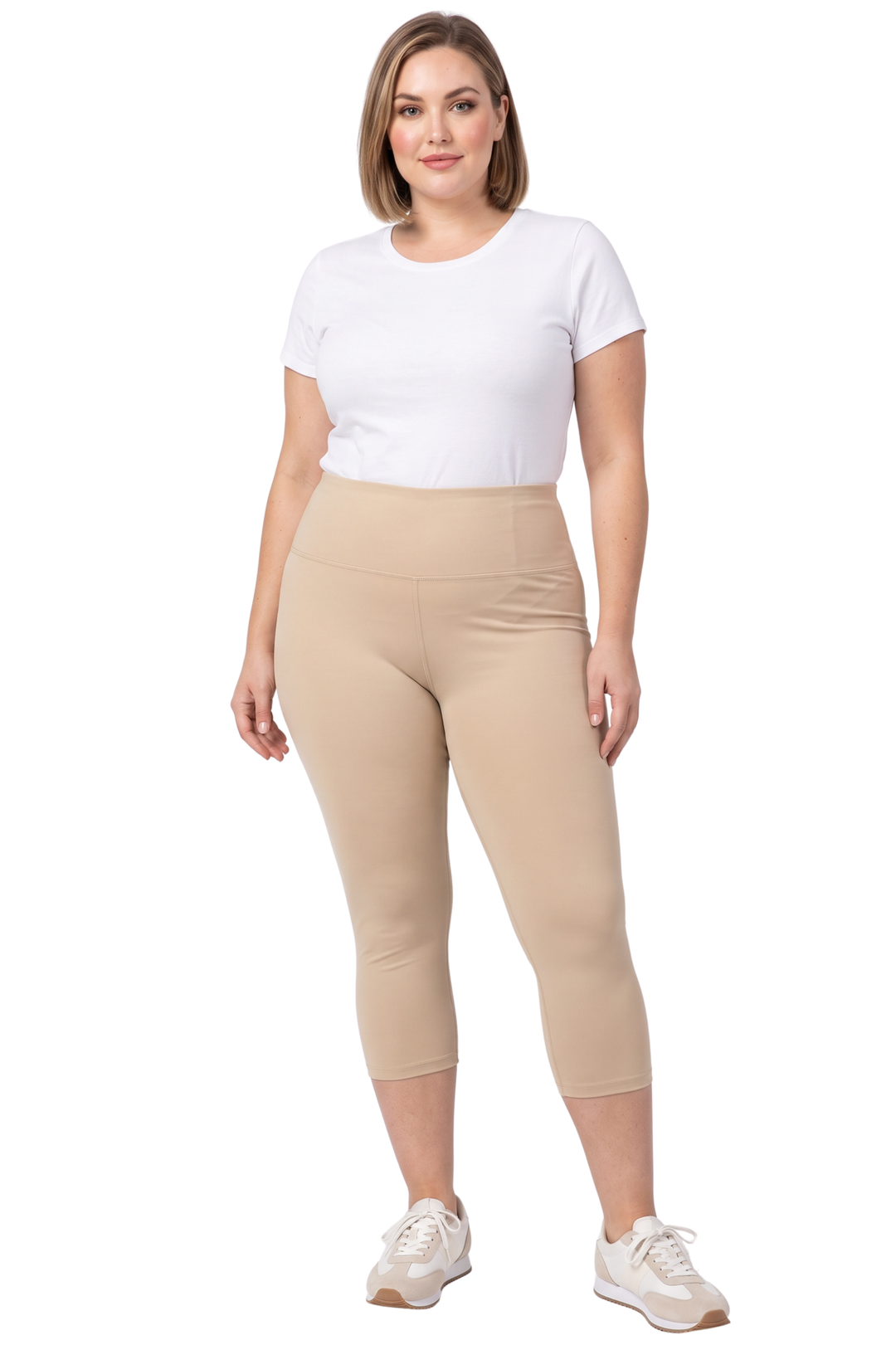 Buttery Smooth Basic Solid High Waisted Capri Leggings - Plus Size - 5 Inch Waist - 1XL 2XL 3XL - New Mix