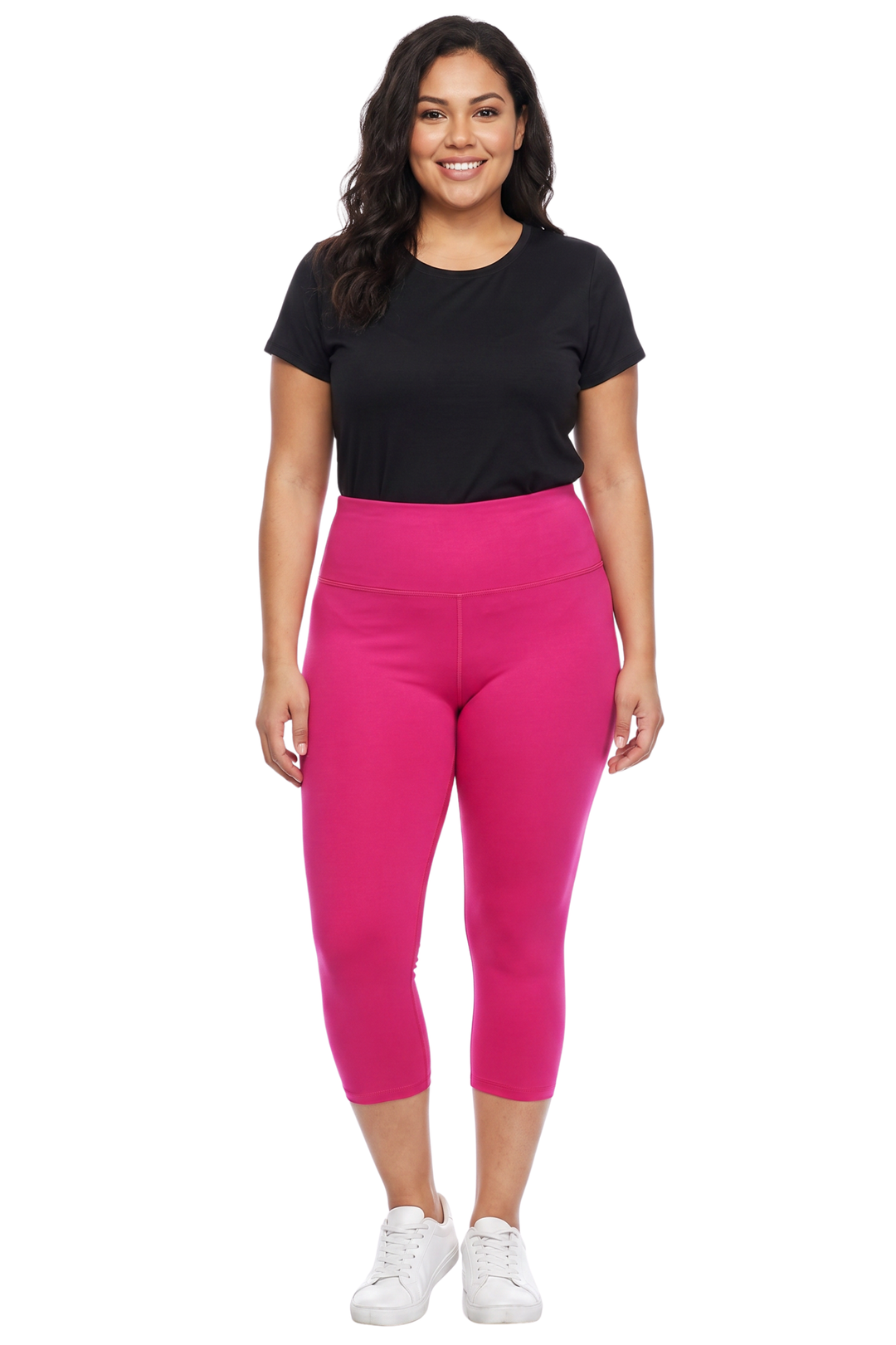 Buttery Smooth Basic Solid High Waisted Capri Leggings - Plus Size - 5 Inch Waist - 1XL 2XL 3XL - New Mix