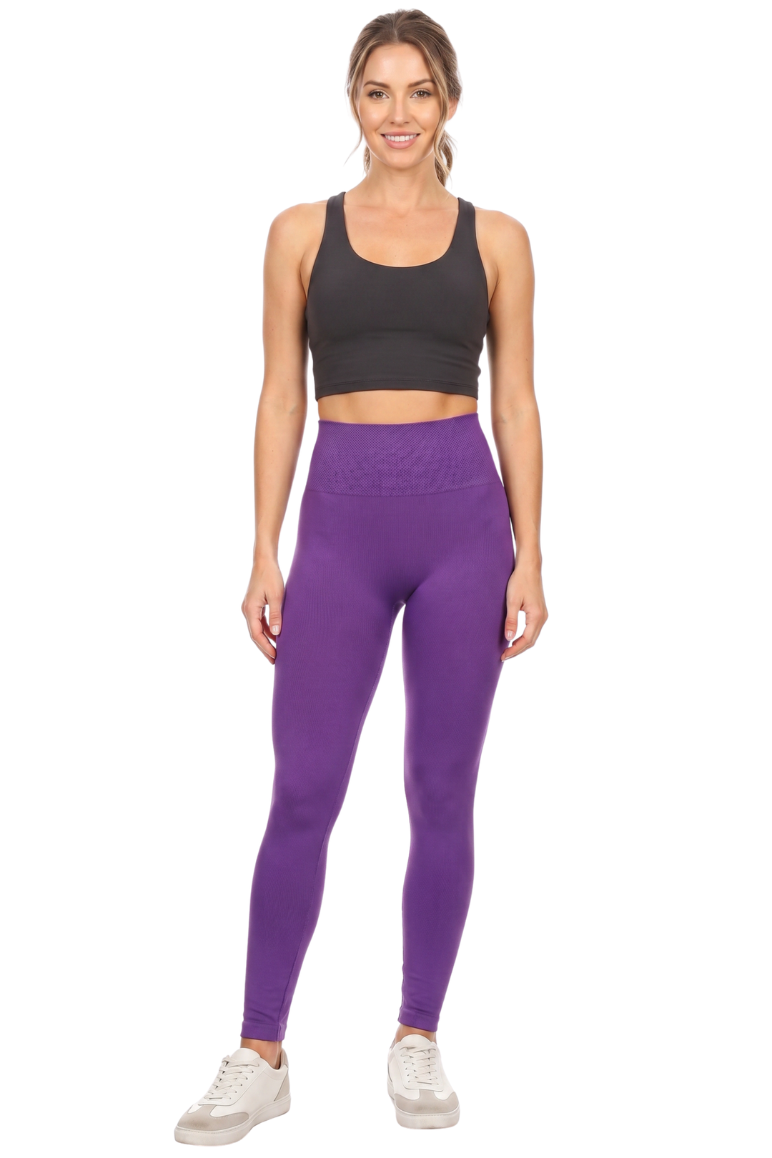 Banded High Waisted Fleece Lined Leggings - Plus Size - 1XL 2XL 3XL