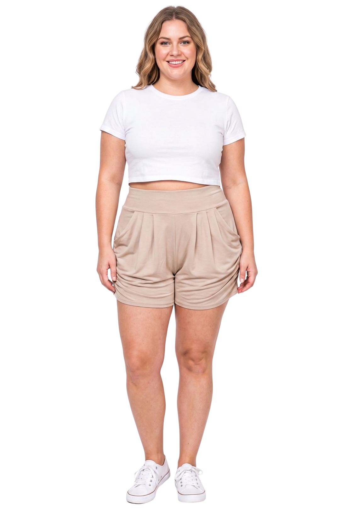 Buttery Smooth Basic Solid Harem Shorts - Plus Size - 1XL 2XL 3XL