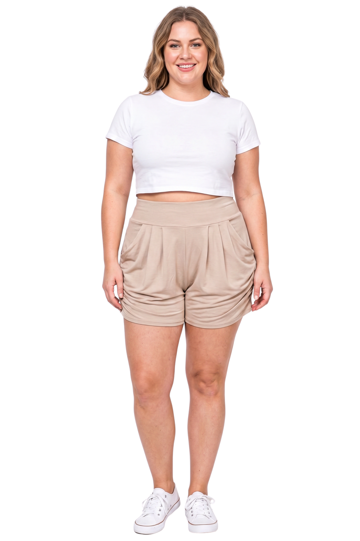 Buttery Smooth Basic Solid Harem Shorts - Plus Size - 1XL 2XL 3XL