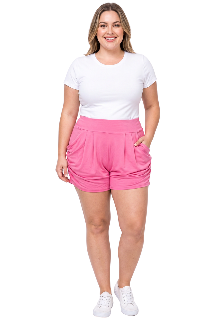 Buttery Smooth Basic Solid Harem Shorts - Plus Size - 1XL 2XL 3XL