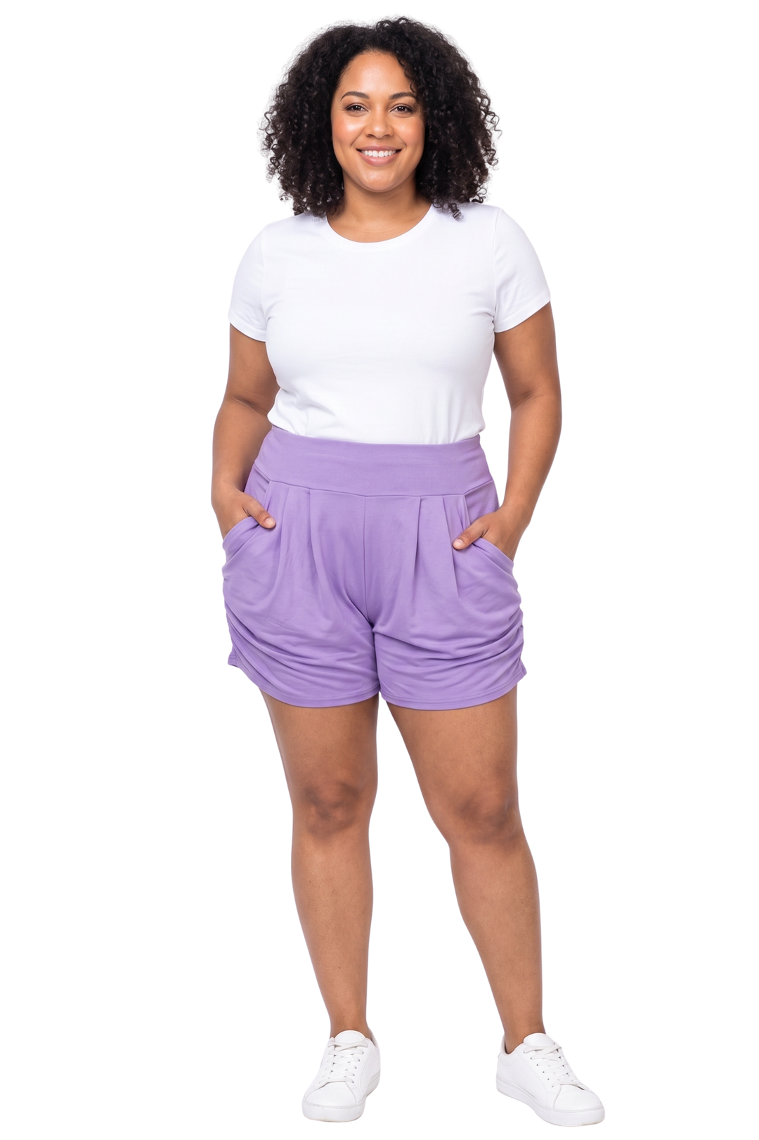 Buttery Smooth Basic Solid Harem Shorts - Plus Size - 1XL 2XL 3XL