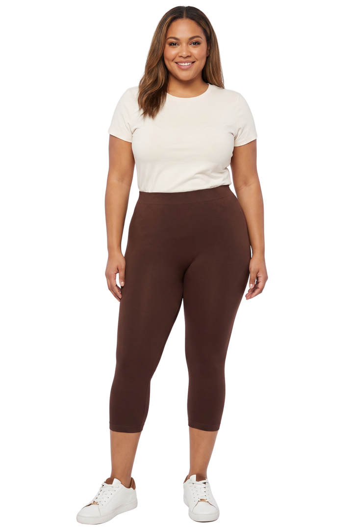 Premium Nylon Spandex Solid Basic Capris Leggings - Plus Size - 1XL 2XL 3XL