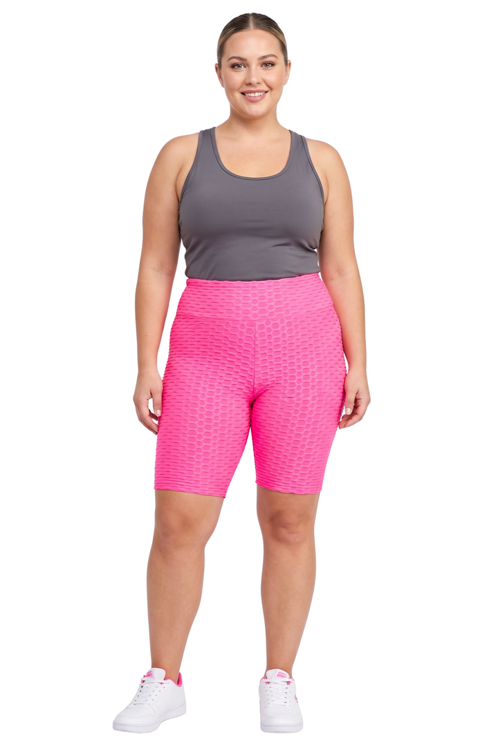 Scrunch Butt High Waisted Biker Shorts - Plus Size - 1XL 2XL 3XL