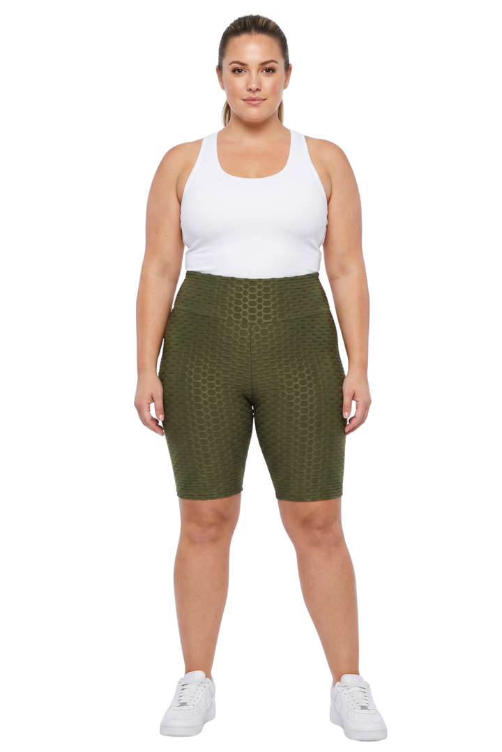 Scrunch Butt High Waisted Biker Shorts - Plus Size - 1XL 2XL 3XL