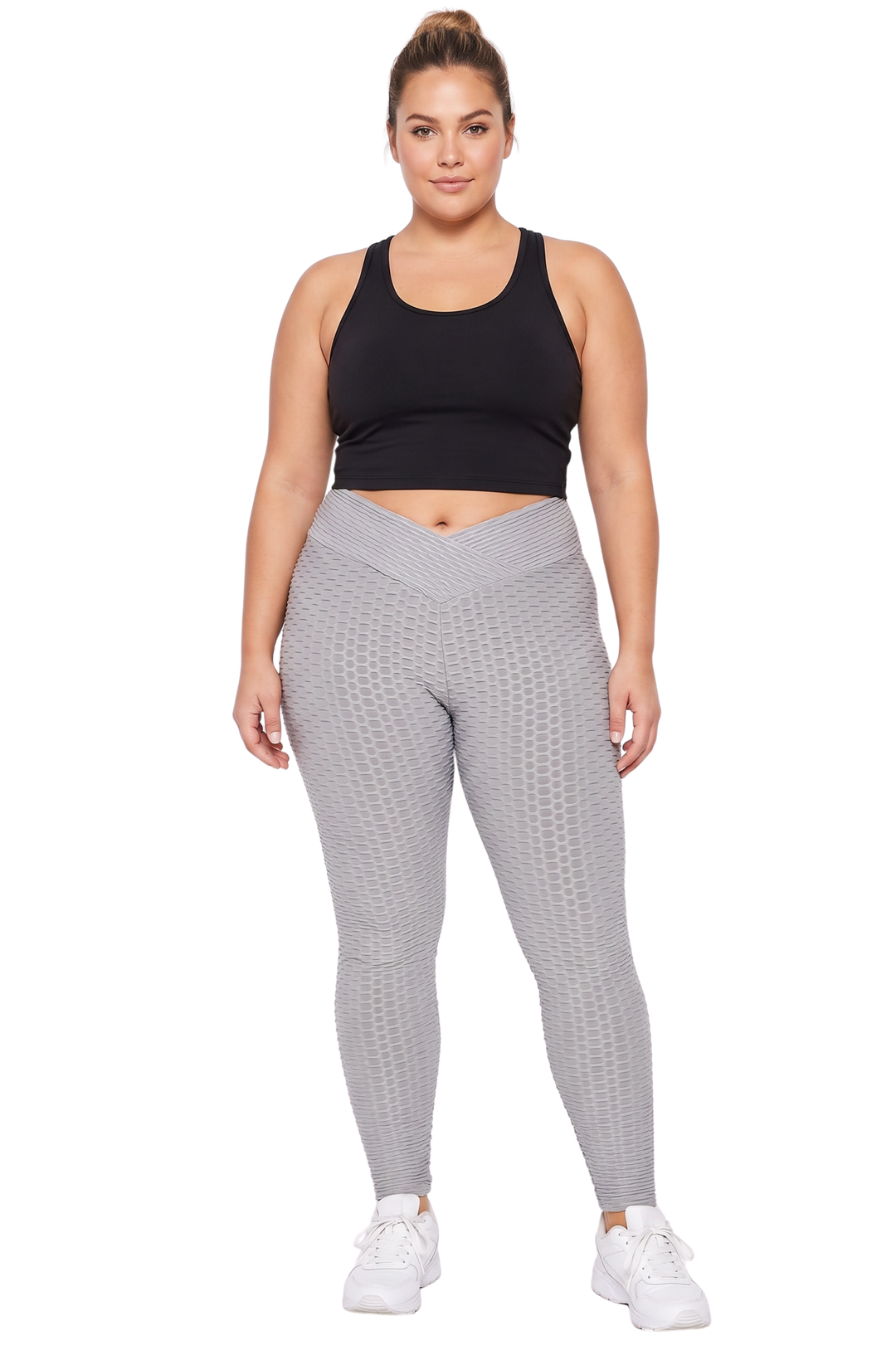 Scrunch Butt Textured V-Waist High Waisted Leggings - Plus Size - 1XL 2XL 3XL with Pockets