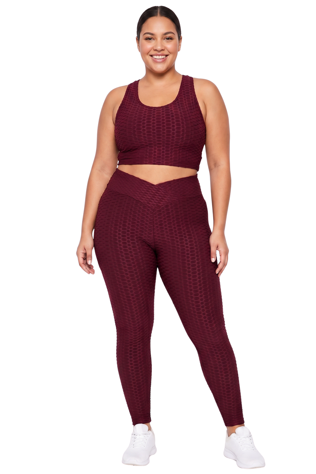 Scrunch Butt Textured V-Waist High Waisted Leggings - Plus Size - 1XL 2XL 3XL with Pockets