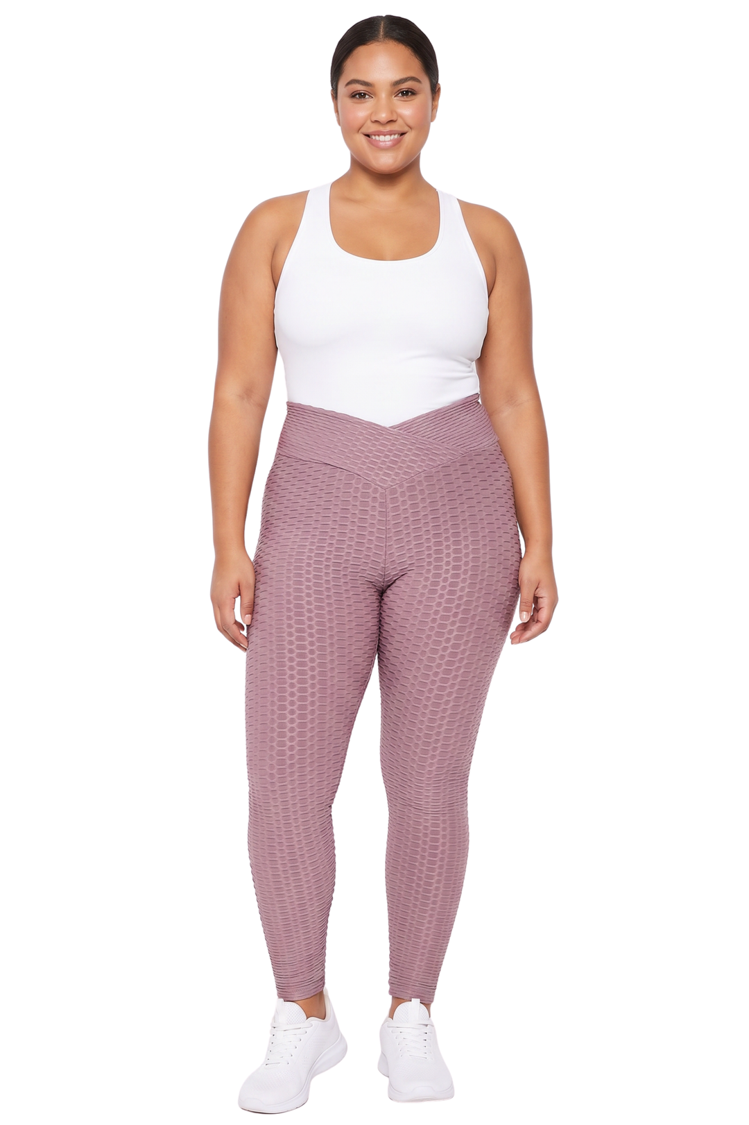 Scrunch Butt Textured V-Waist High Waisted Leggings - Plus Size - 1XL 2XL 3XL with Pockets