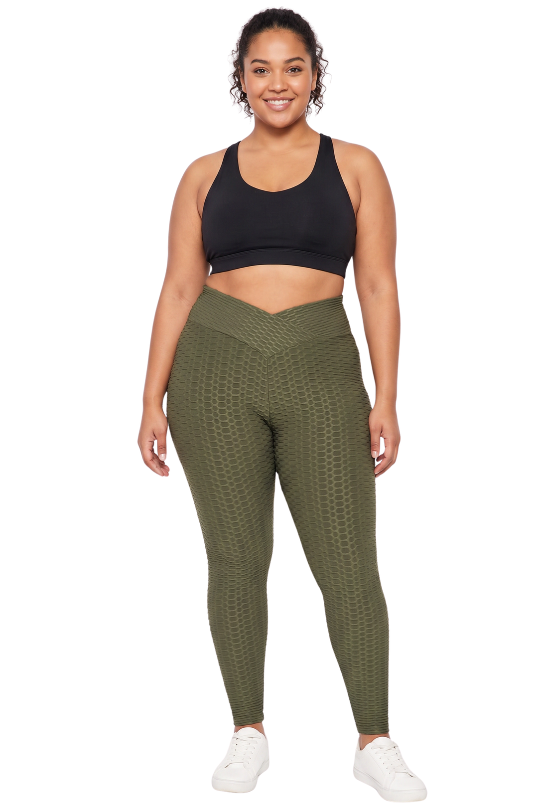 Scrunch Butt Textured V-Waist High Waisted Leggings - Plus Size - 1XL 2XL 3XL with Pockets