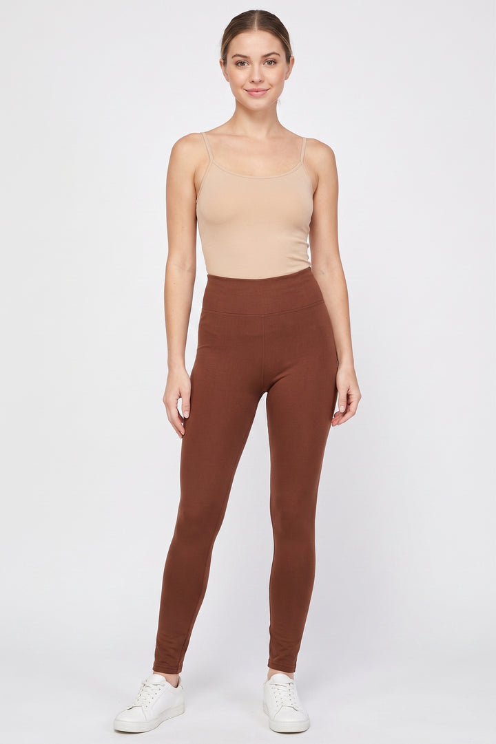 High Waisted Fleece Lined Leggings - 3 Inch Waistband