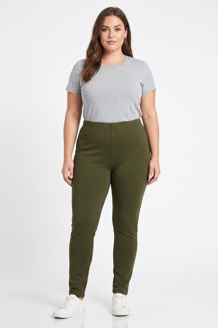 Warm Solid Fur Lined Leggings - Plus Size - 1XL 2XL 3XL