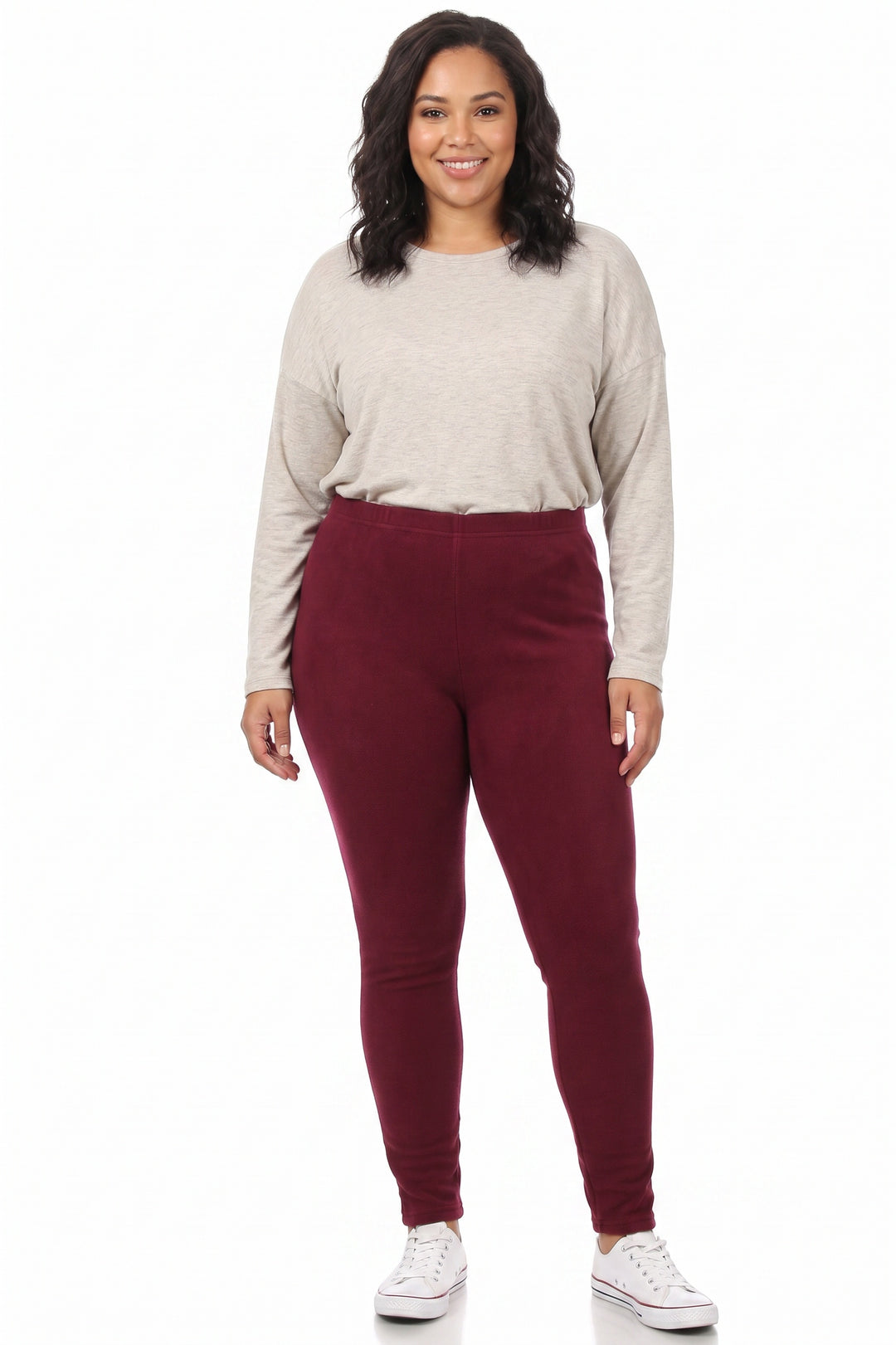 Warm Solid Fur Lined Leggings - Plus Size - 1XL 2XL 3XL