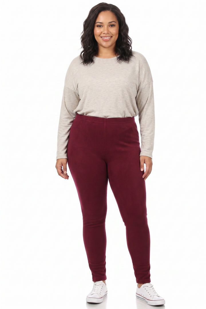 Warm Solid Fur Lined Leggings - Plus Size - 1XL 2XL 3XL