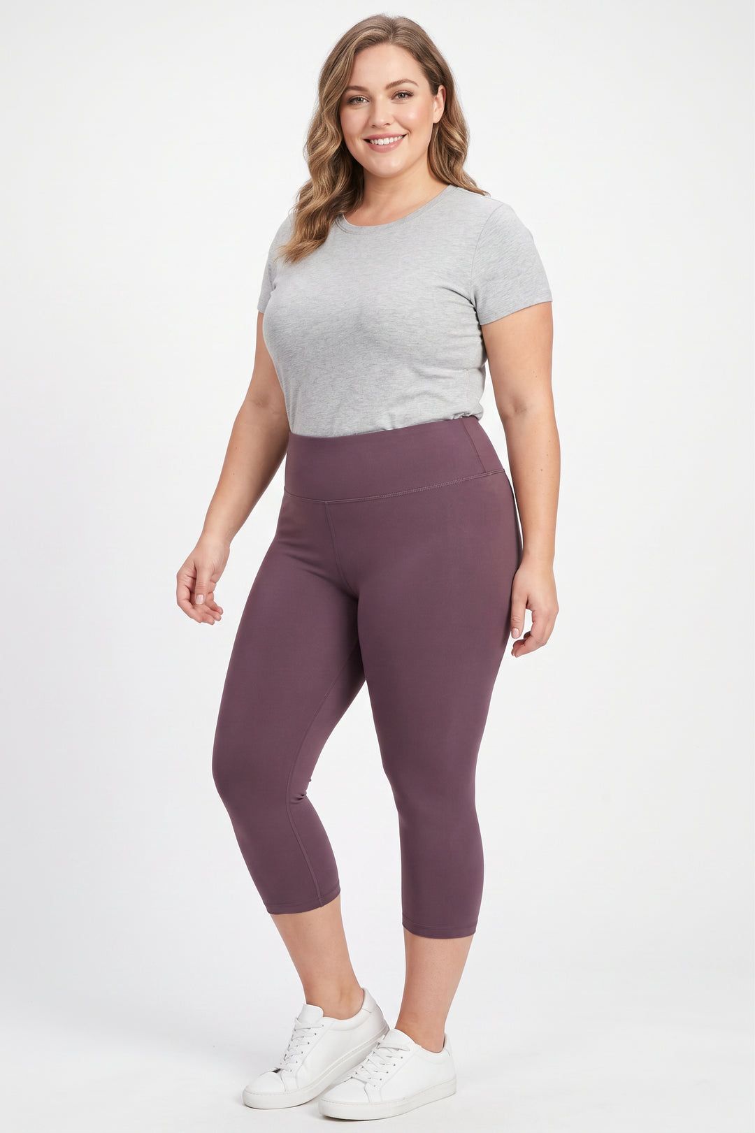 Buttery Smooth Basic Solid High Waisted Capris Leggings - Extra Plus Size - 3 Inch Waist - 3XL 4XL 5XL