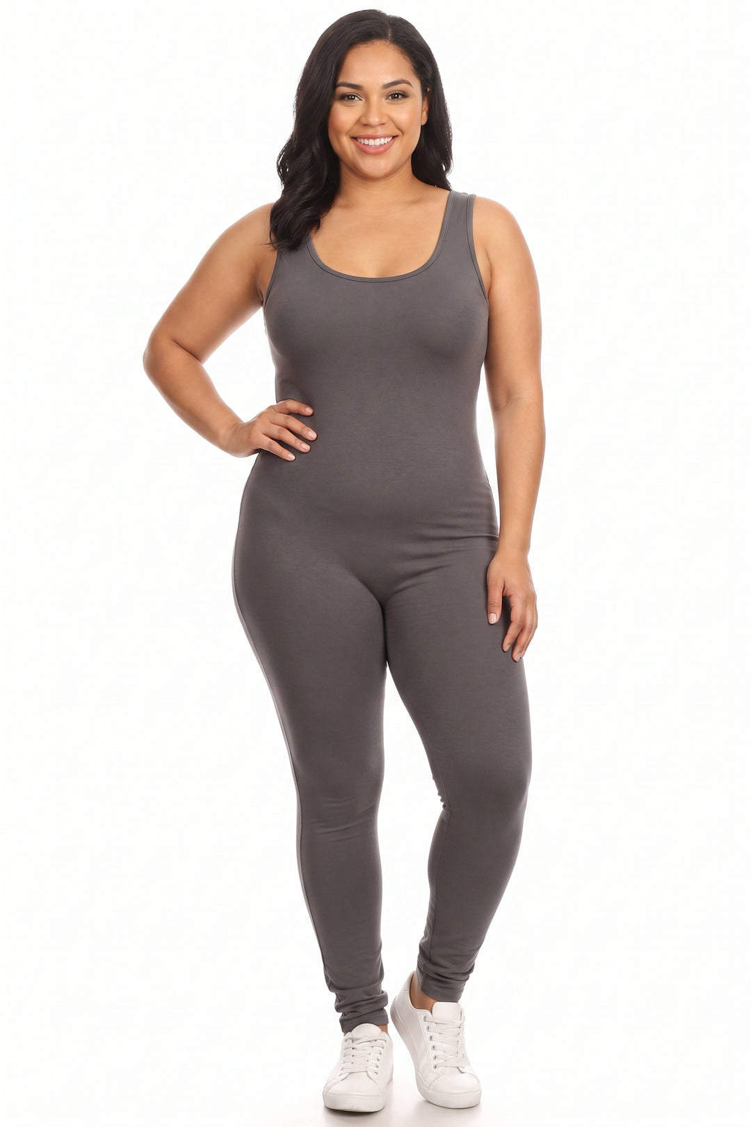 USA Basic Cotton Tank Jumpsuit - Plus Size - 1XL 2XL 3XL