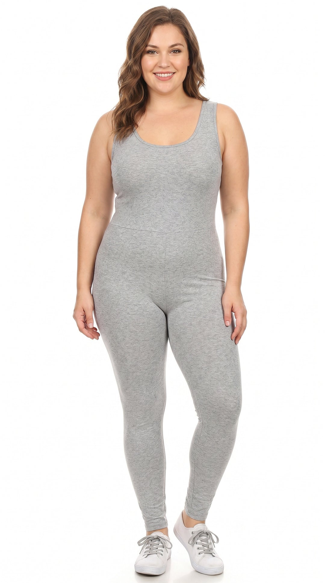 USA Basic Cotton Tank Jumpsuit - Plus Size - 1XL 2XL 3XL
