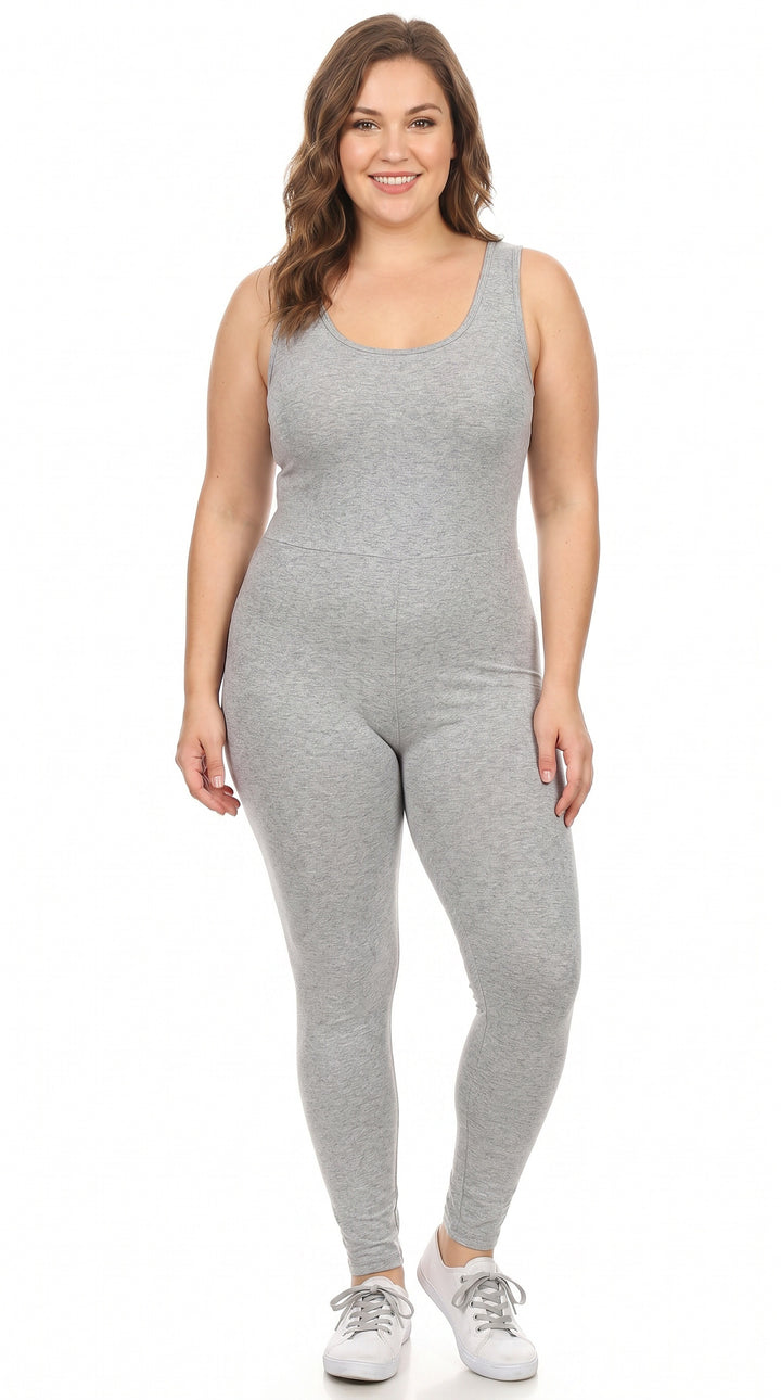 USA Basic Cotton Tank Jumpsuit - Plus Size - 1XL 2XL 3XL