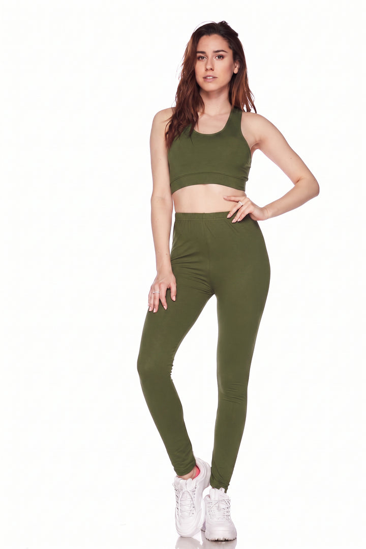 Buttery Smooth Basic Solid Leggings and Bra Set