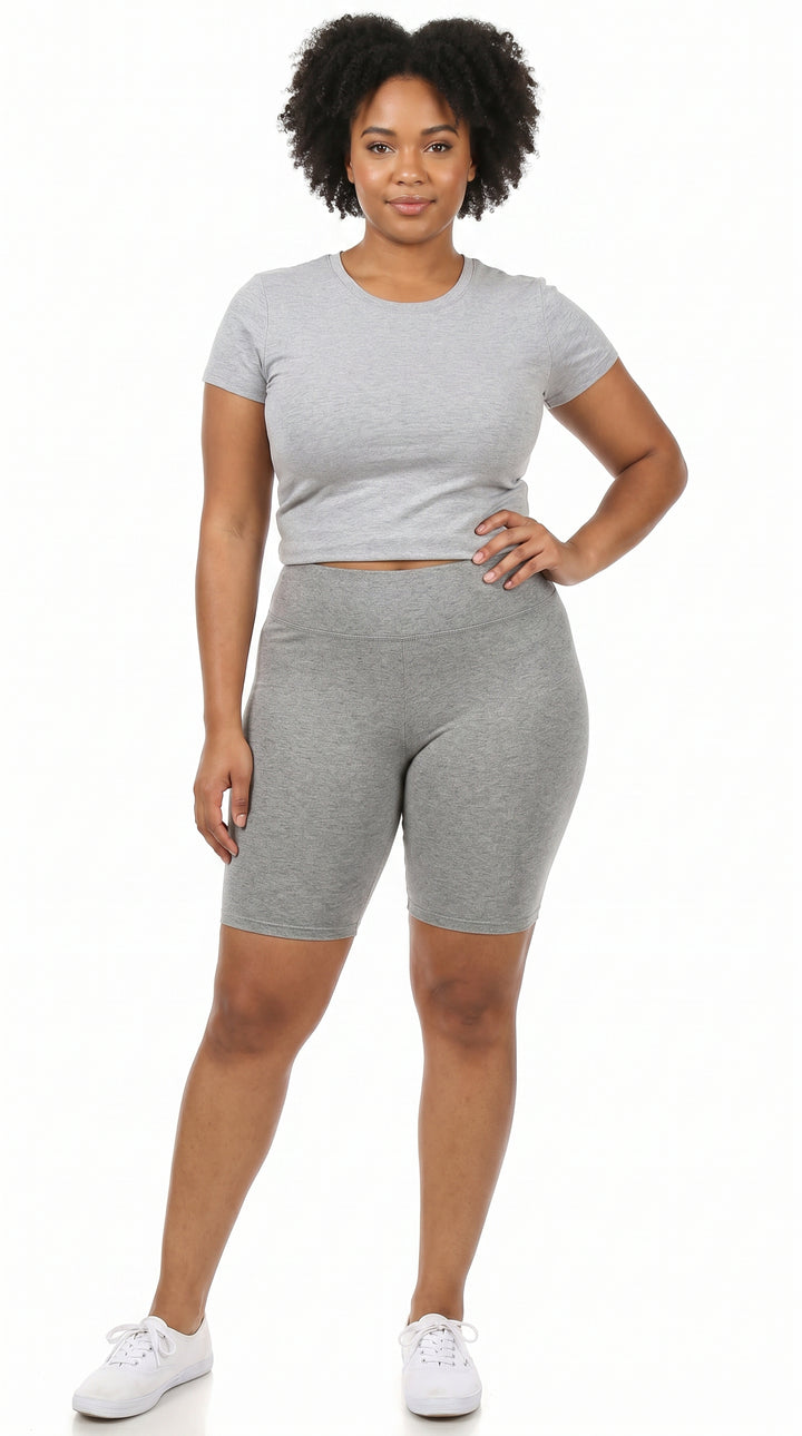 Buttery Smooth Basic Solid Biker Shorts - Plus Size - 3 Inch Waist - 1XL 2XL 3XL