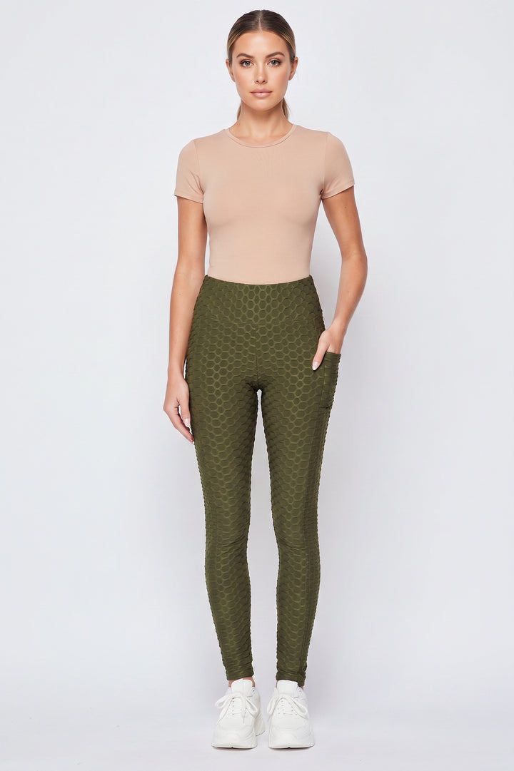 Popcorn High Waisted Scrunch Butt Leggings with Pockets - Zinati (W&J)