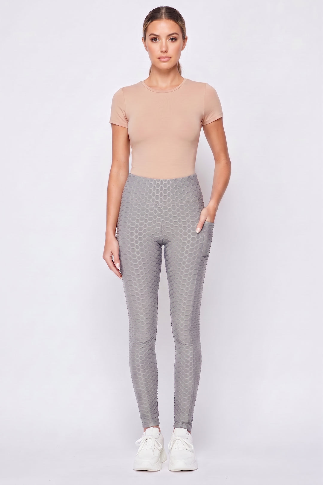 Popcorn High Waisted Scrunch Butt Leggings with Pockets - Zinati (W&J)