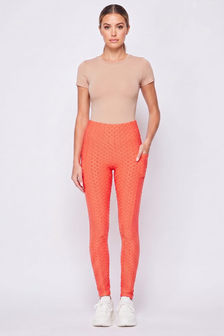 Popcorn High Waisted Scrunch Butt Leggings with Pockets - Zinati (W&J)