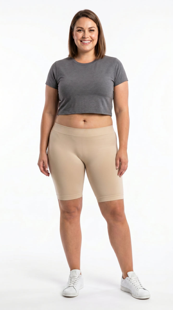 Basic Nylon Spandex Biker Shorts - Plus Size - 1XL 2XL 3XL