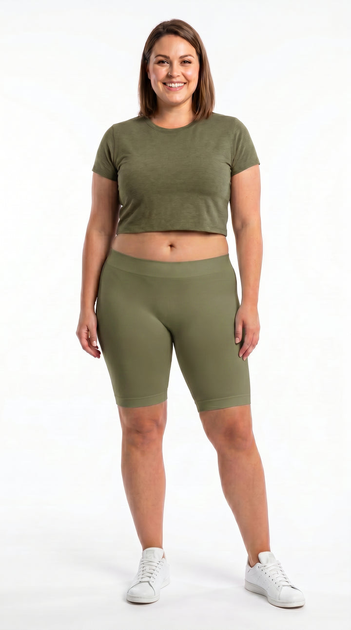 Basic Nylon Spandex Biker Shorts - Plus Size - 1XL 2XL 3XL