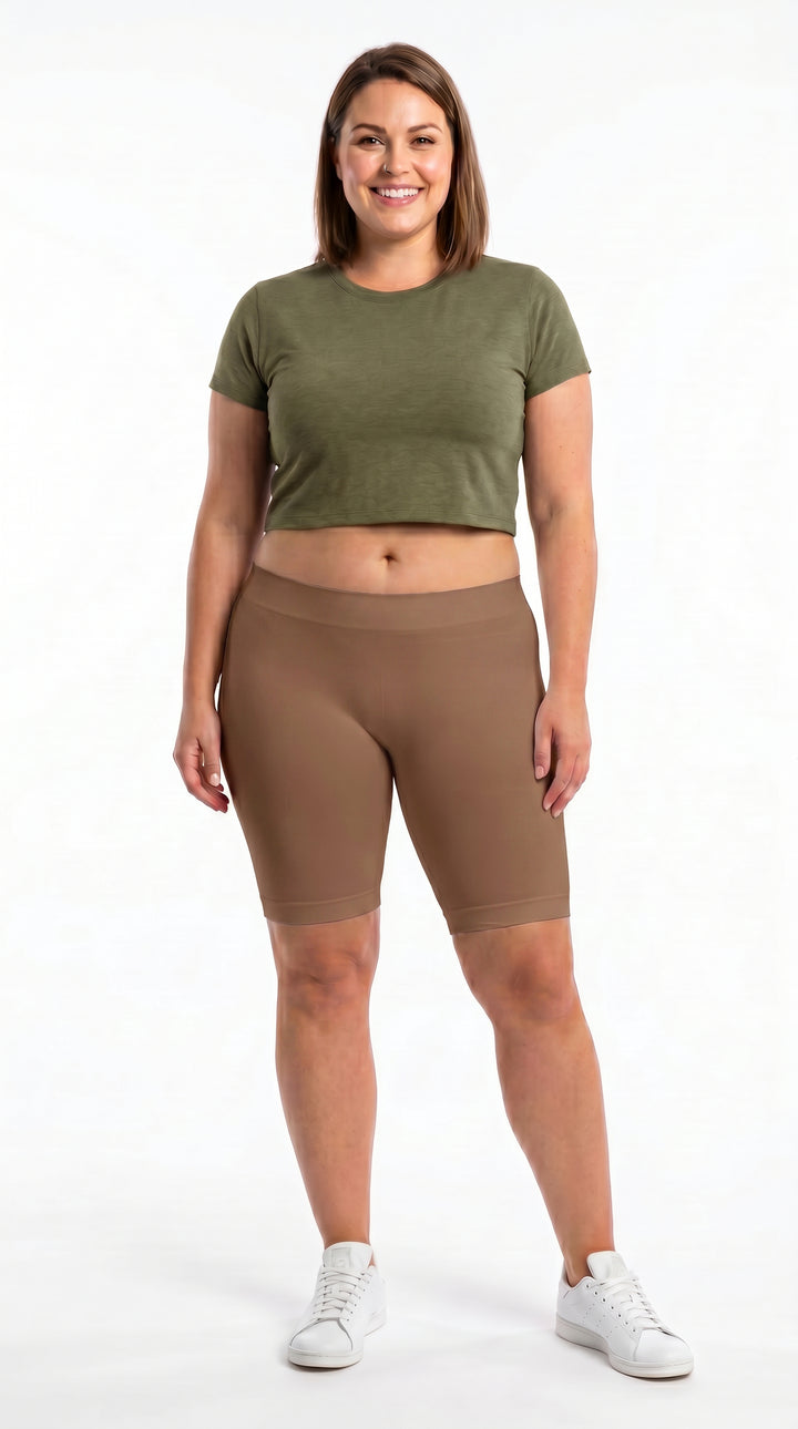 Basic Nylon Spandex Biker Shorts - Plus Size - 1XL 2XL 3XL
