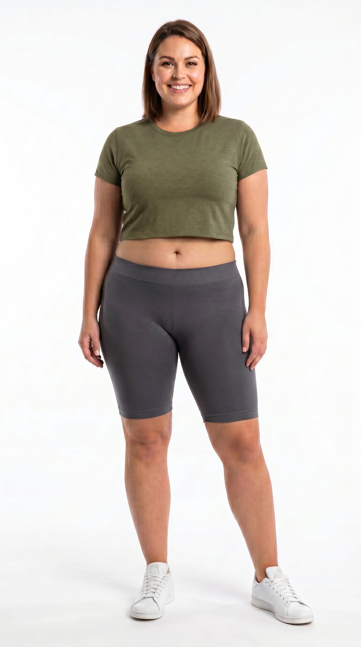 Basic Nylon Spandex Biker Shorts - Plus Size - 1XL 2XL 3XL