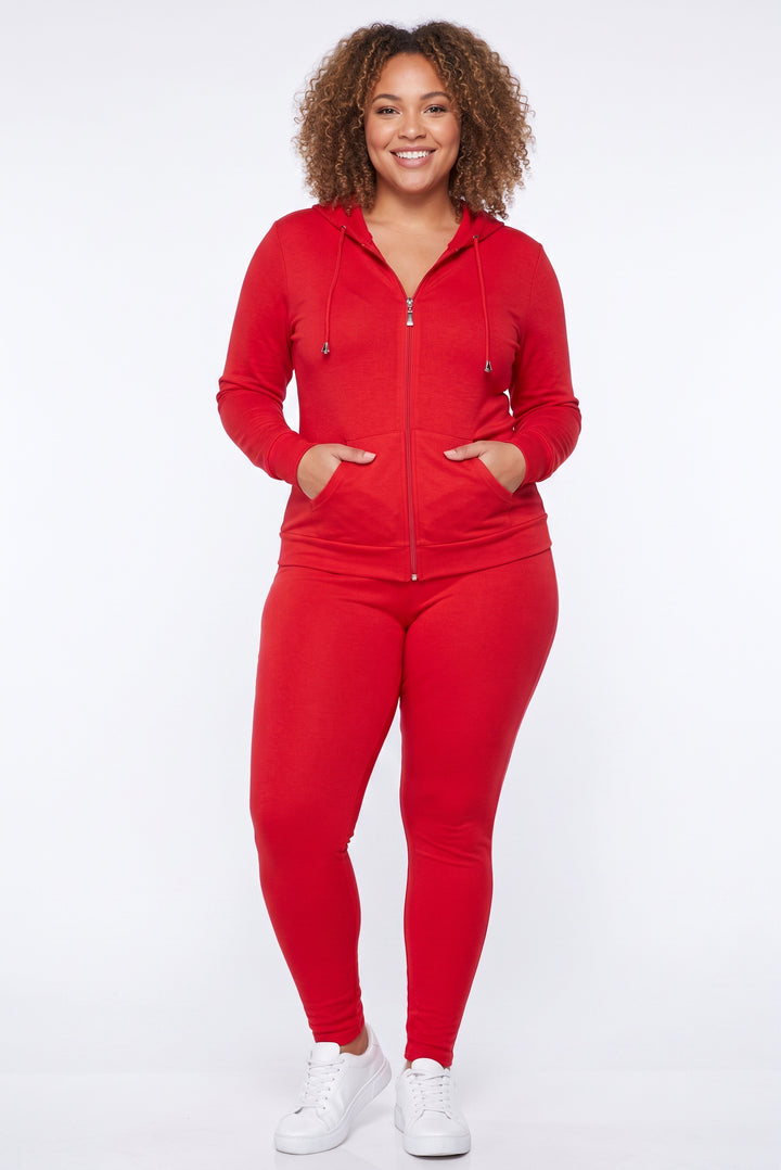 Premium Zipper Hoodie Jacket and Legging Set - Plus Size