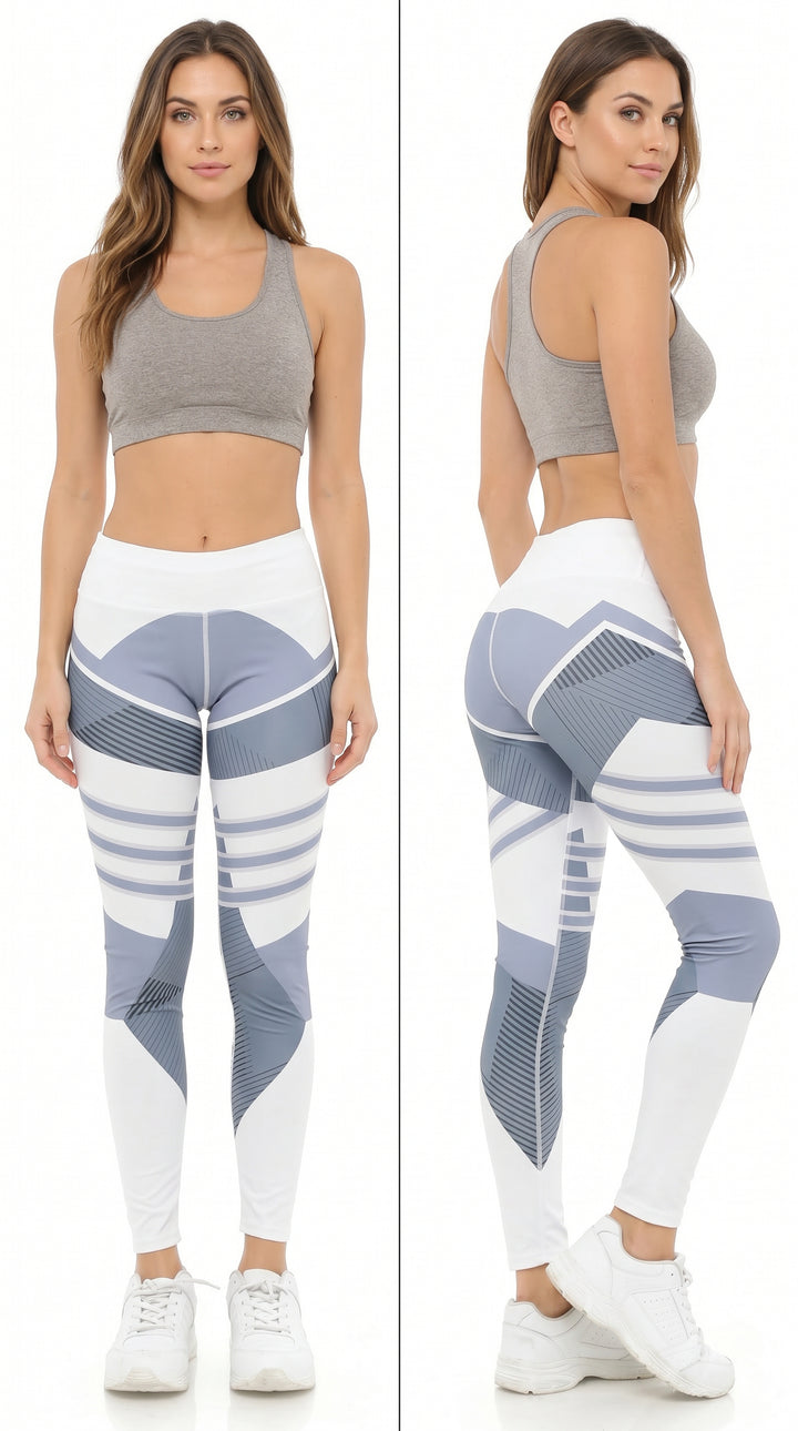White Angular Motion High Waisted Sport Leggings