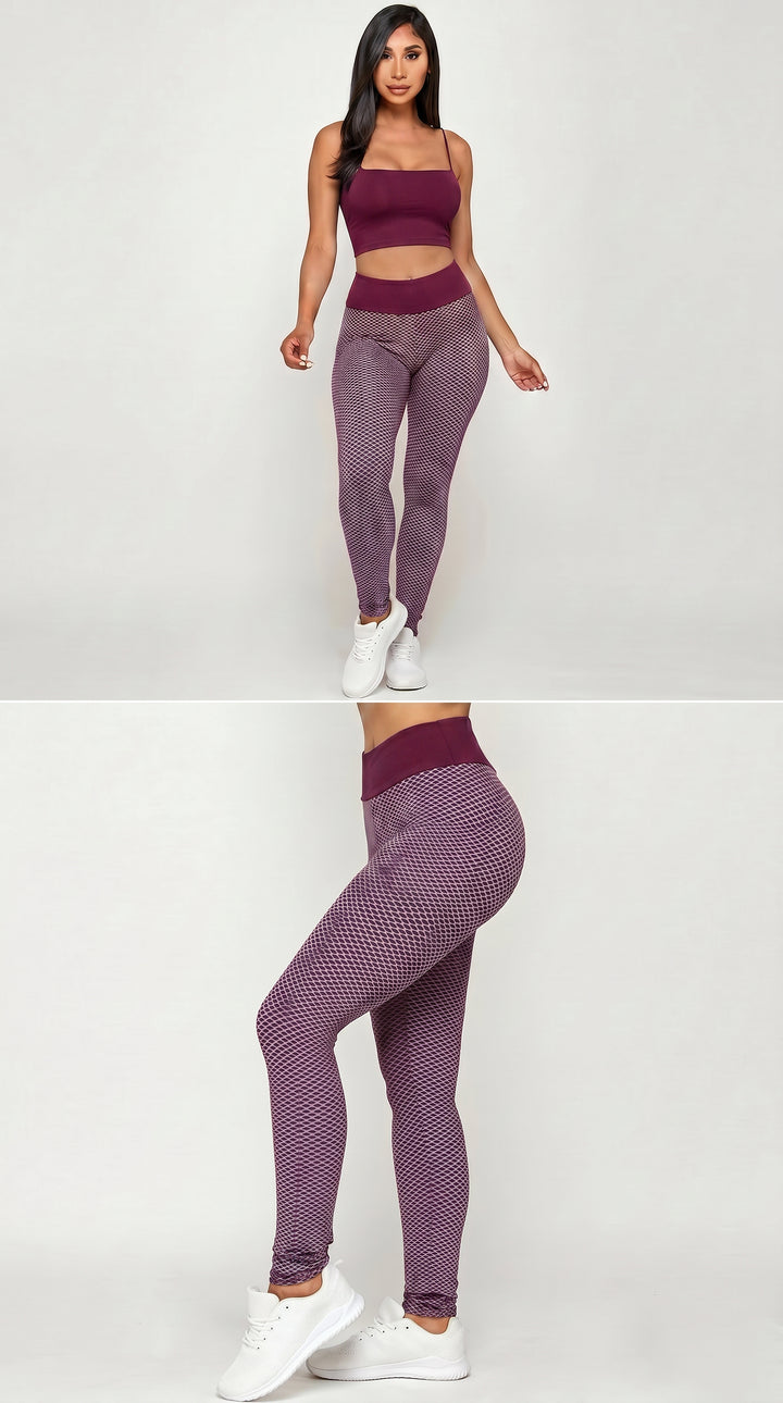 Contrast Textured Scrunch Butt Leggings - NO POCKETS