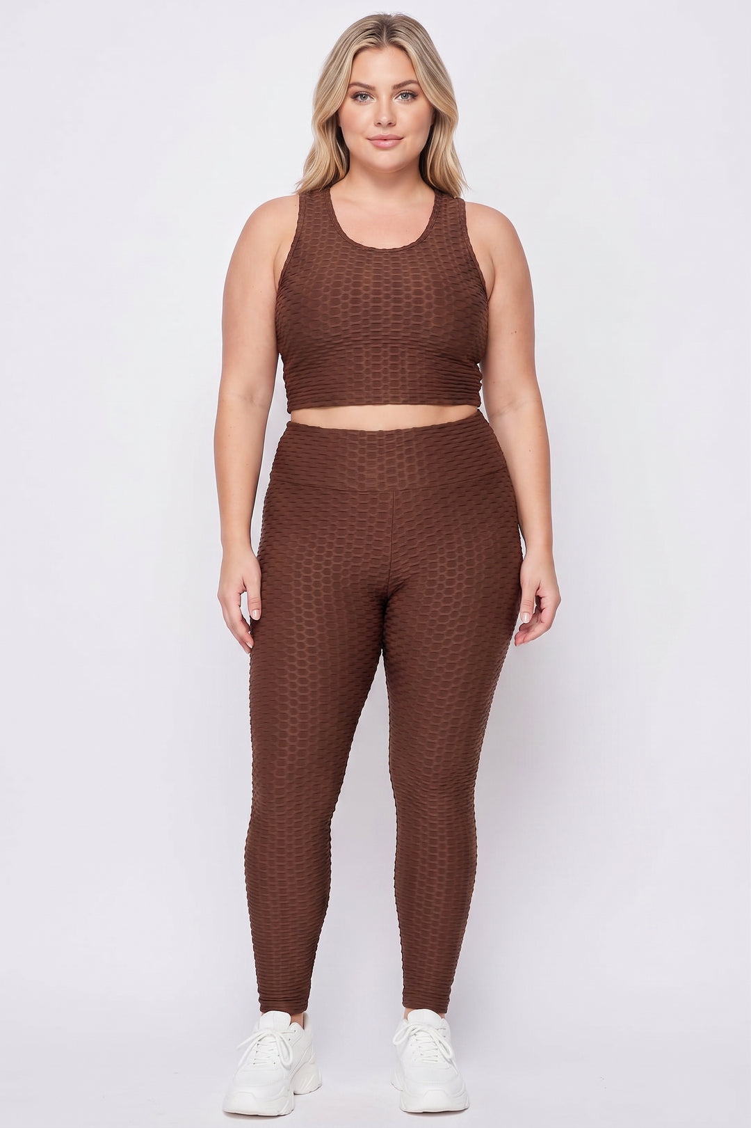 2 Piece Scrunch Butt Leggings and Crop Top Set - Plus Size