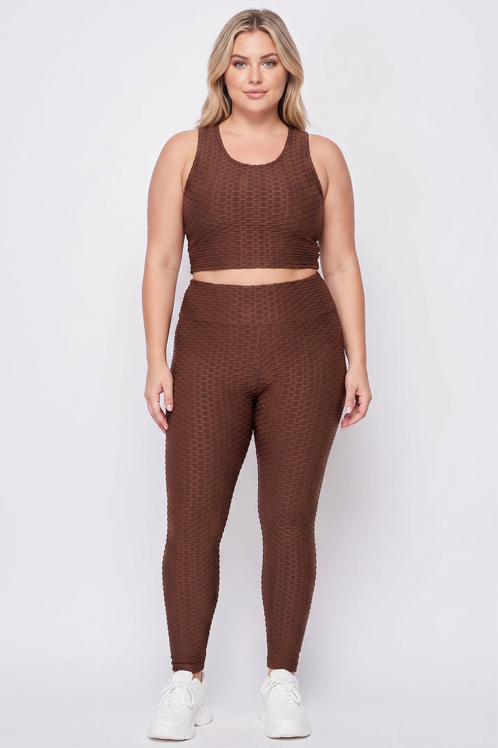 2 Piece Scrunch Butt Leggings and Crop Top Set - Plus Size