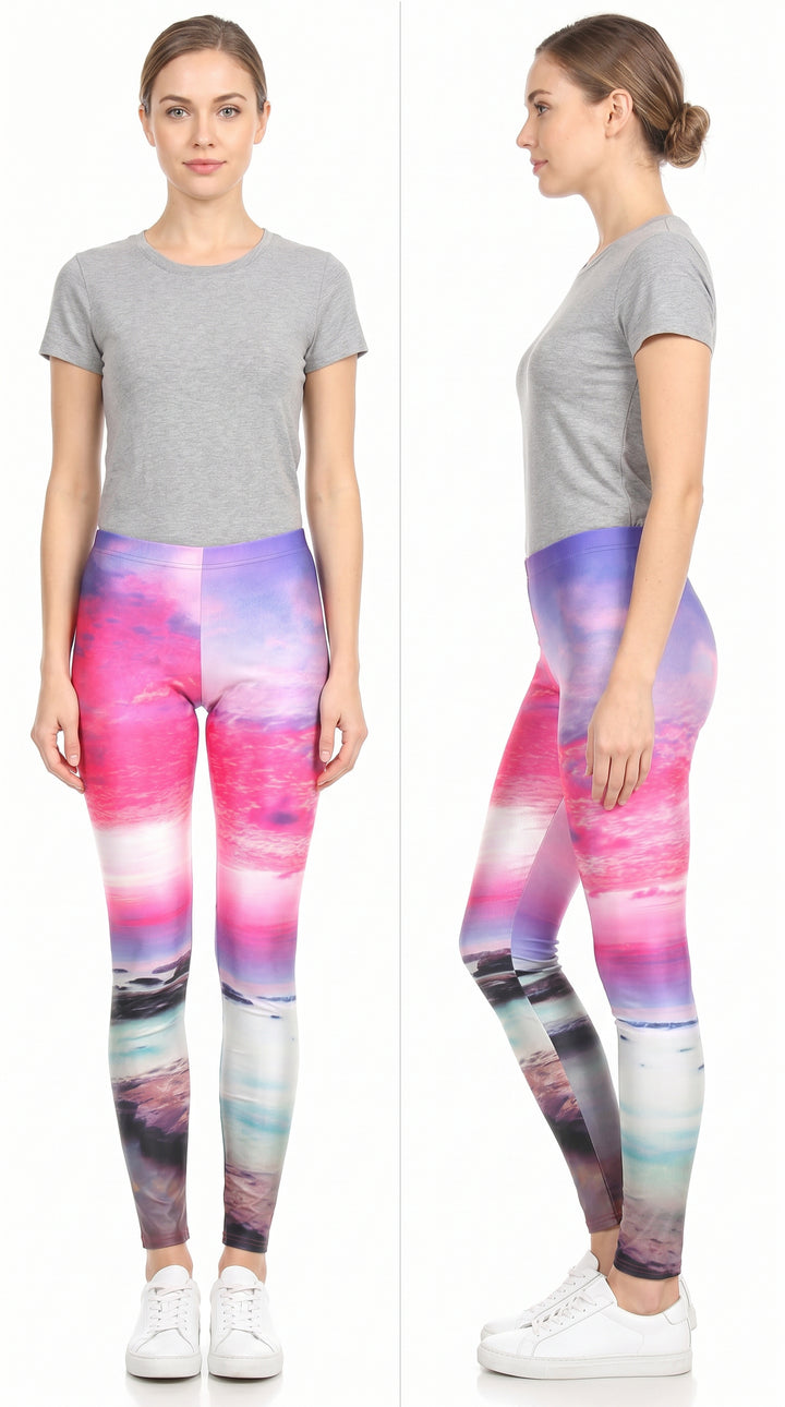 Premium Graphic Print Vibrant Sunset Leggings