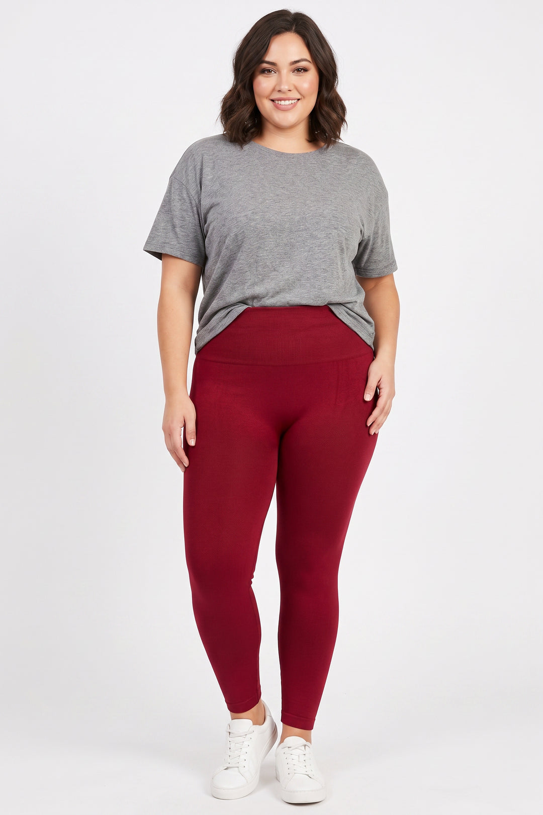 French Terry High Waisted Compression Leggings - Plus Size - 1XL 2XL 3XL