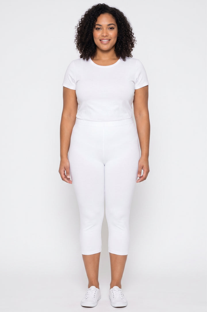 USA Basic Cotton Capri Length Leggings - Plus Size - 1XL 2XL 3XL