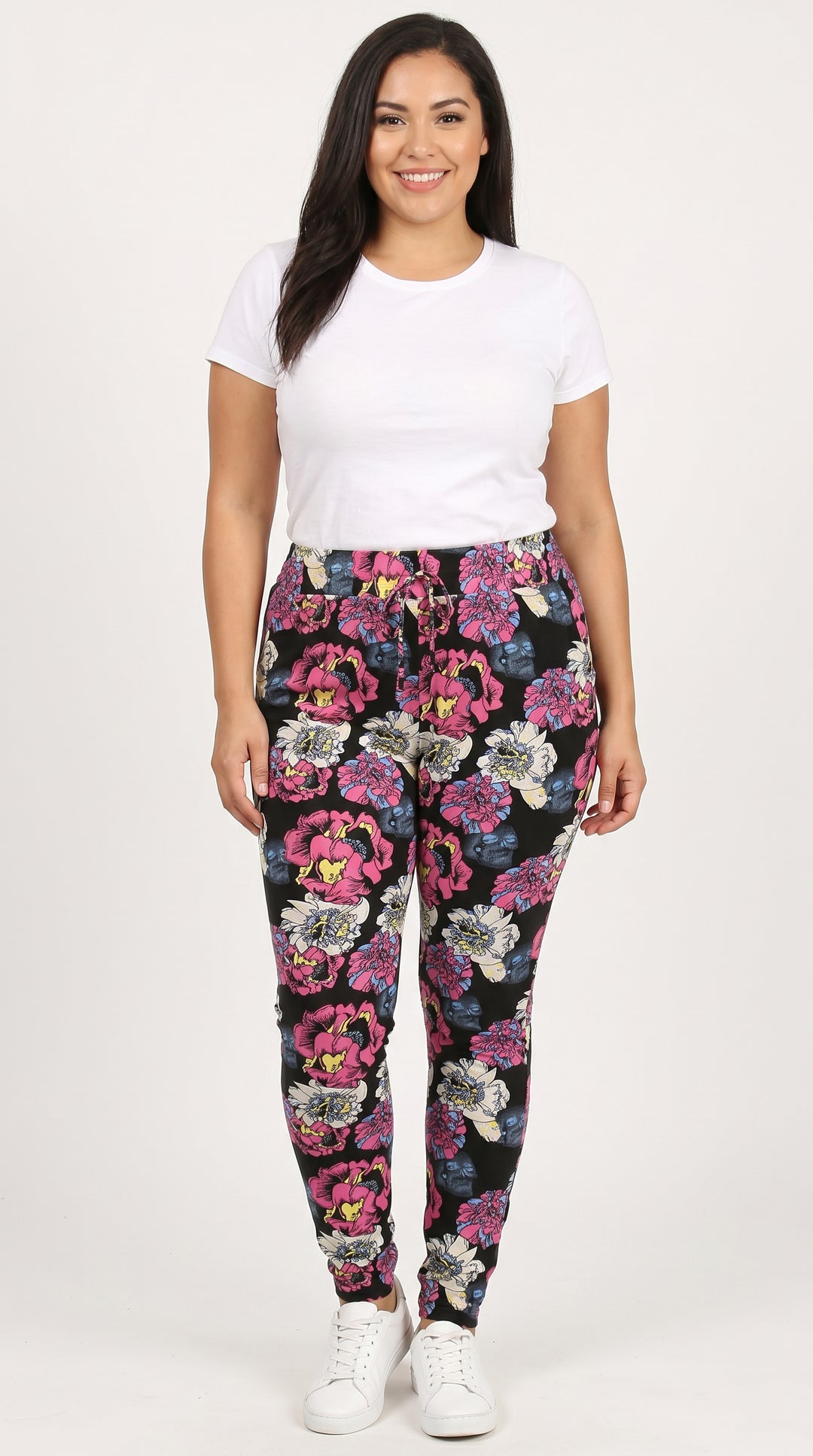 Pop Art Peony Harem Leggings - Plus Size - 1XL 2XL 3XL