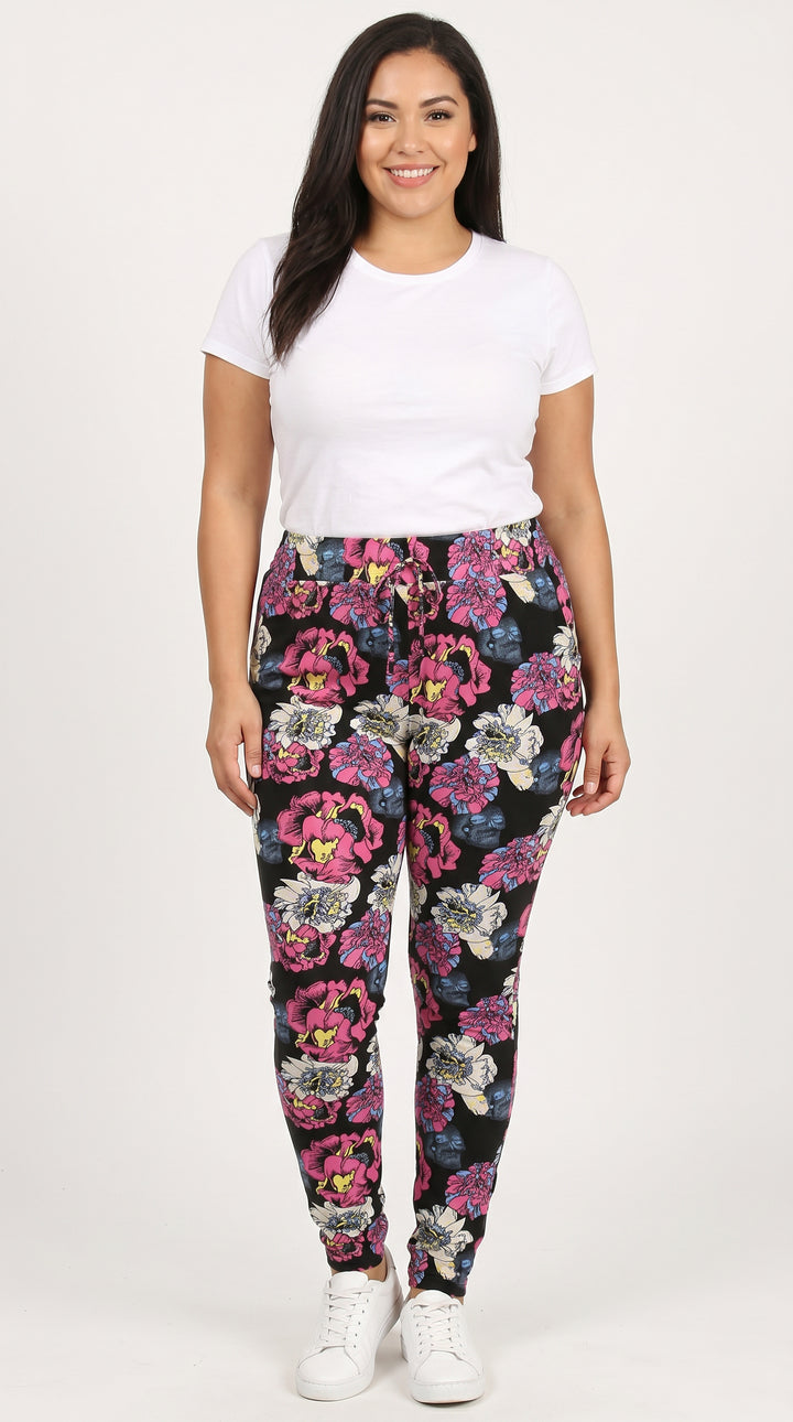 Pop Art Peony Harem Leggings - Plus Size - 1XL 2XL 3XL