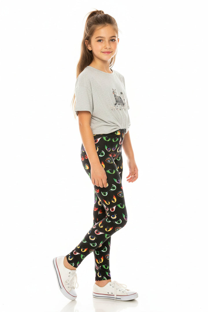 Creamy Soft Evil Cartoon Eyes Kids Leggings - USA Fashion