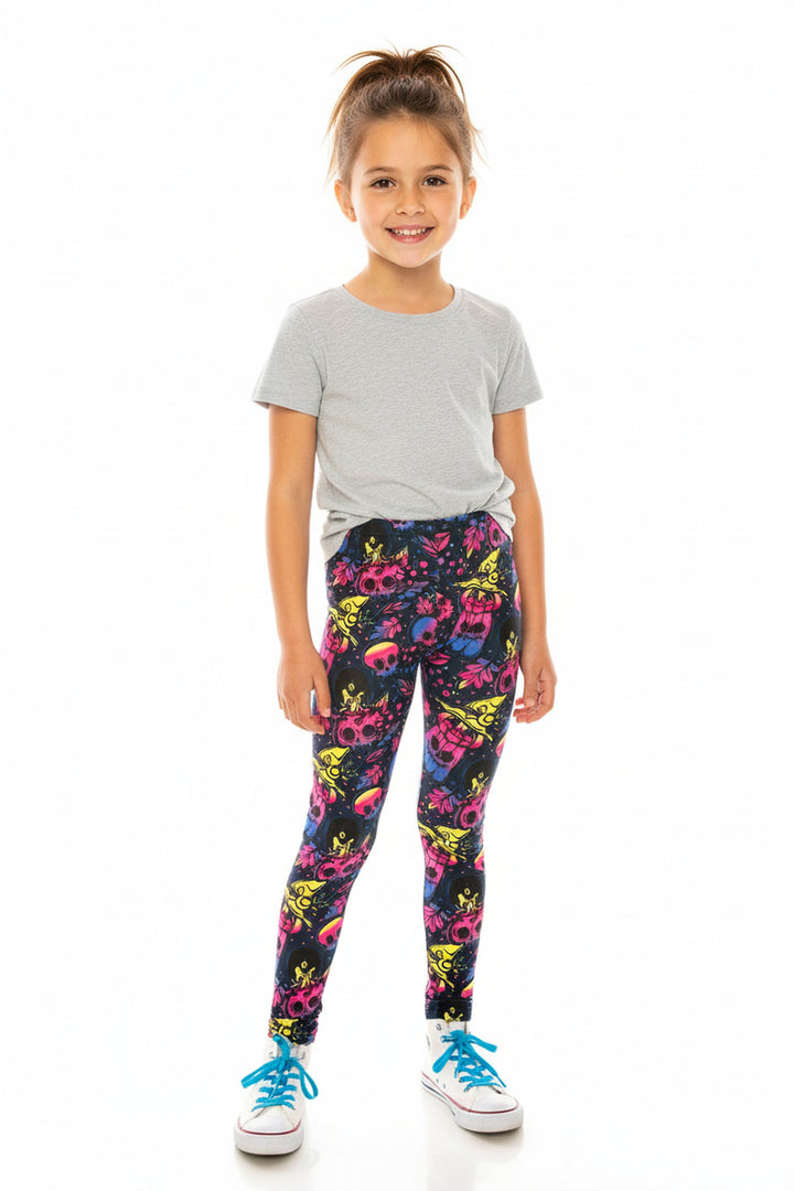 Creamy Soft Autumn Ombre Skulls Kids Leggings - USA Fashion