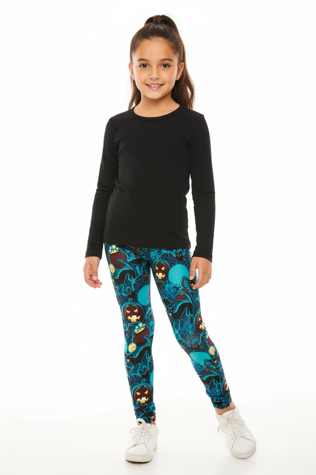 Creamy Soft Electric Blue Halloween Kids Leggings - USA Fashion