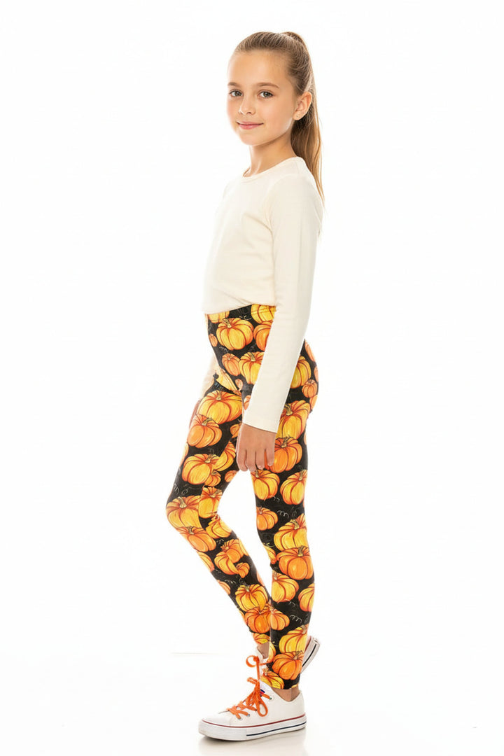 Creamy Soft Autumnal Pumpkins Kids Leggings - USA Fashion