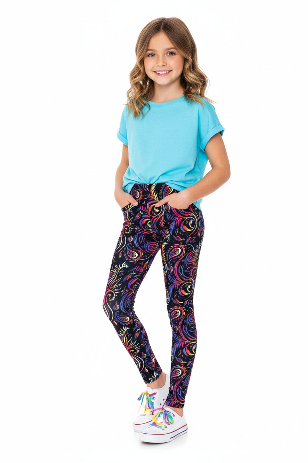 Creamy Soft Ombre Paisley Swirl Kids Leggings - USA Fashion