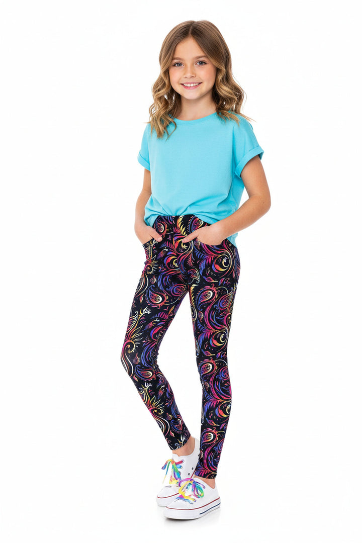 Creamy Soft Ombre Paisley Swirl Kids Leggings - USA Fashion