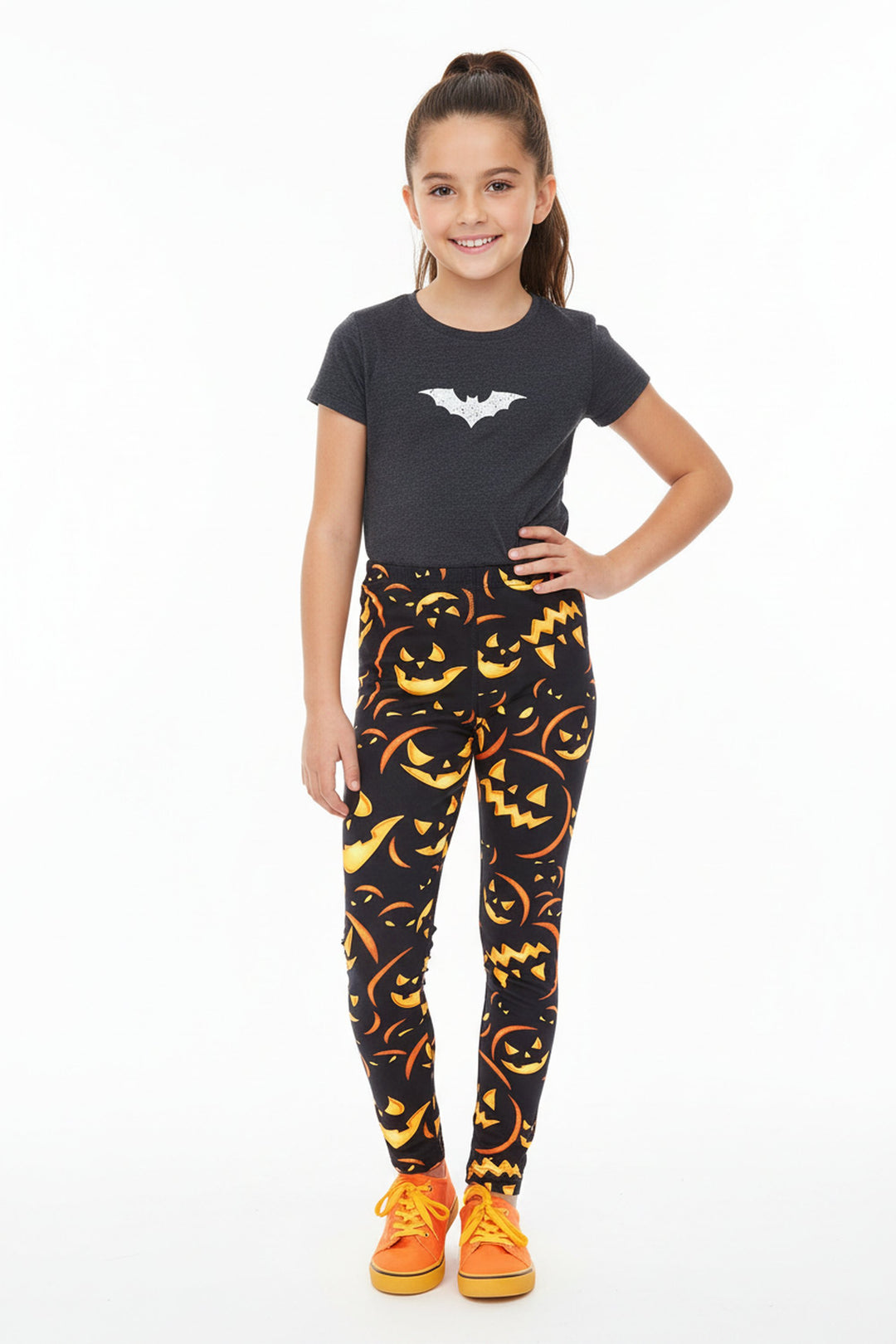Buttery Smooth Evil Halloween Pumpkins Kids Leggings - USA Fashion
